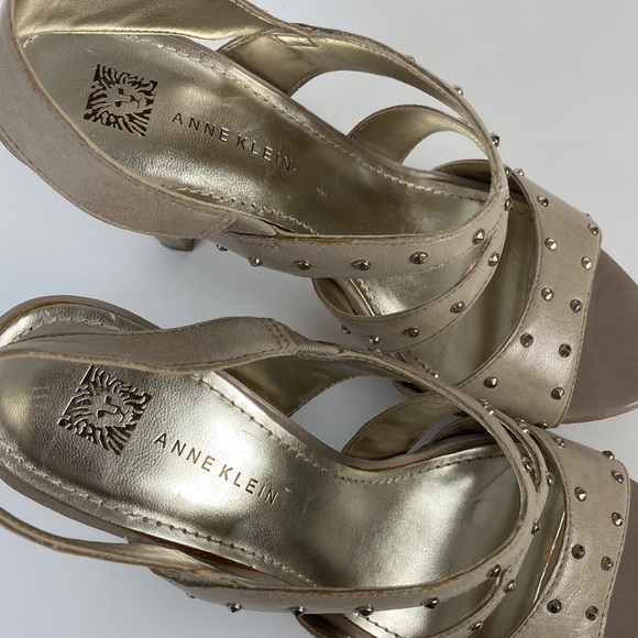 Anne Klein Florissa Tan Leather Platform Heeled Sandals - Picture 8 of 12